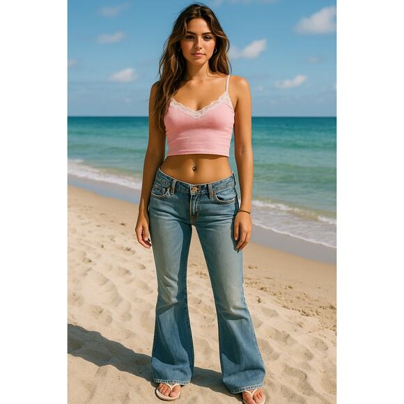 Y2K Abercrombie & Fitch Madison Lightwash Lowrise Cotton Flare Jeans Size 8 - Picture 1 of 5